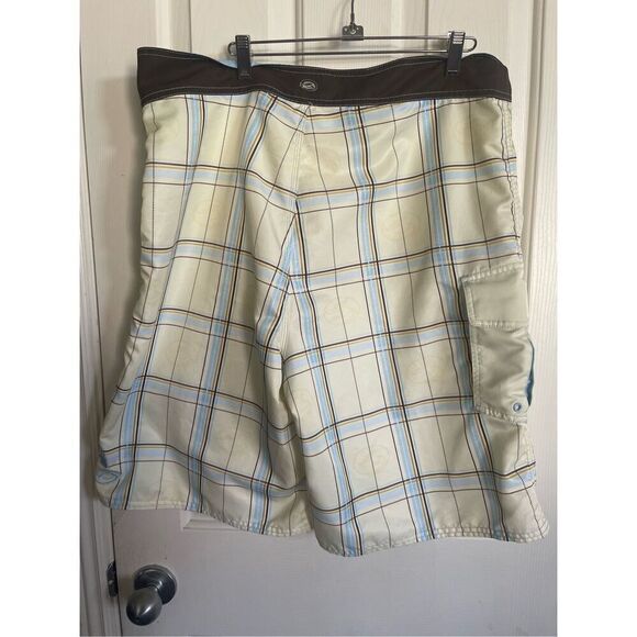 Kirra Mens Yellow Blue Plaid Surfer Board Short Size 36 - Picture 12 of 16